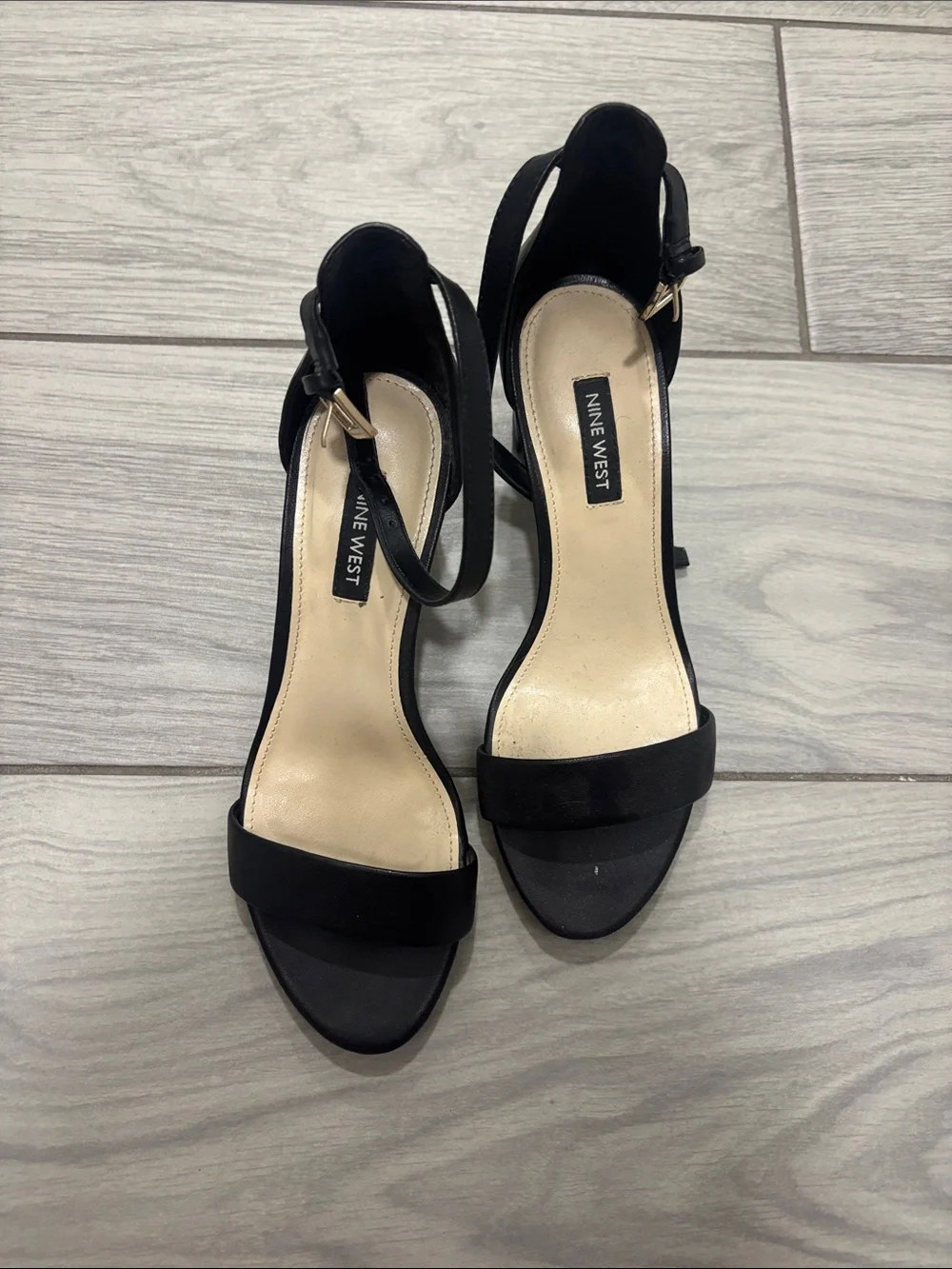 Nine West Black Open-Toe Ankle-Strap Heels